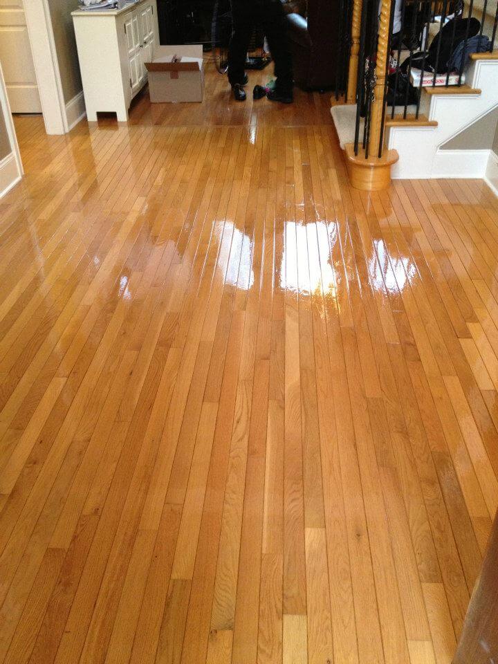 a resurfaced hardwood floor in a Lincoln Village home.