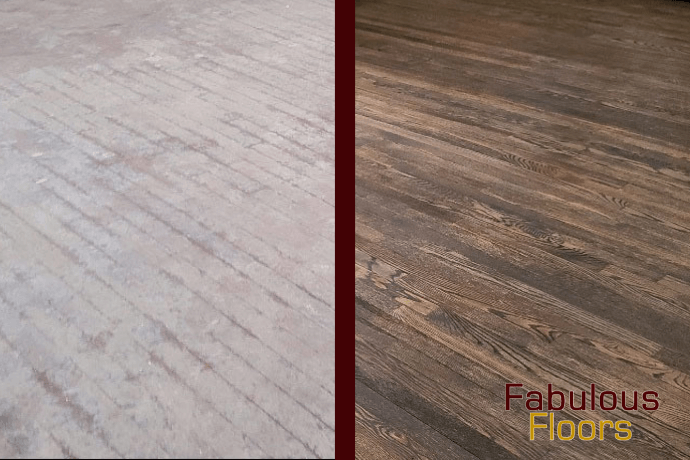 Morristown-Hardwood-Floor-Refinishing before and after hardwood floor refinishing in Groveport, OH