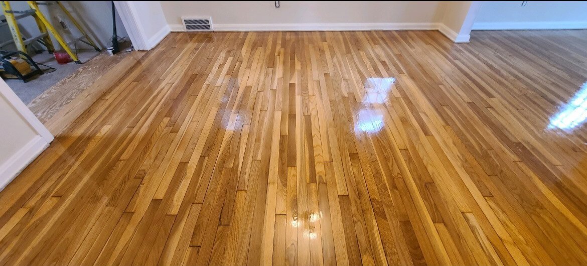 a refinished dining room floor