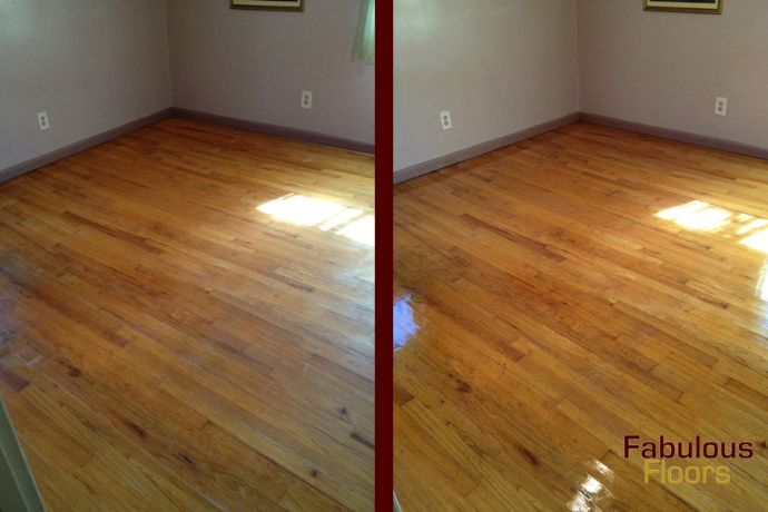 before and after of refinished hardwood floors in powell