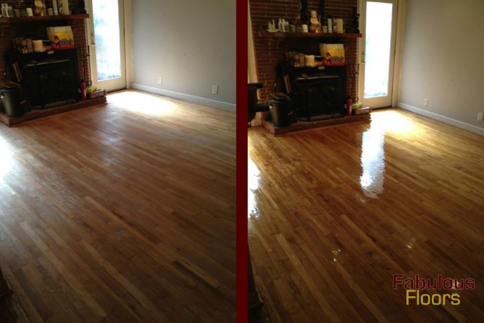 before and after hardwood floor refinishing in sunbury, oh