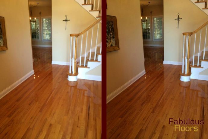 before and after hardwood floor resurfacing in Powell, OH