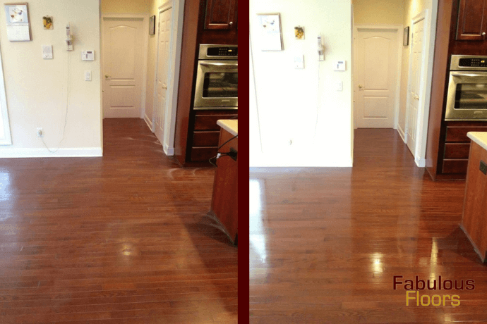 before and after a hardwood refinishing service in johnstown, oh