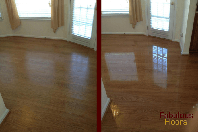 before and after a resurfacing service on a grove city bedroom floor