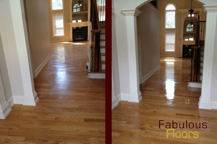 before and after of a hardwood floor resurfacing service in columbus 