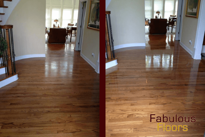 before and after of a hardwood resurfacing service
