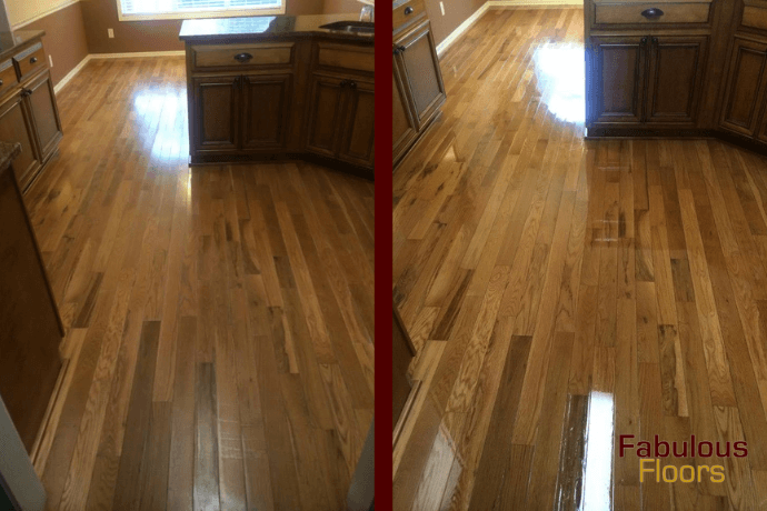 before and after hardwood refinishing service in etna, oh